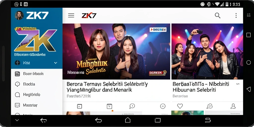 Tampilan antarmuka ZK7 yang menarik dan informatif untuk berita selebriti.