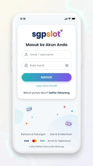Tampilan halaman login sgpslot
